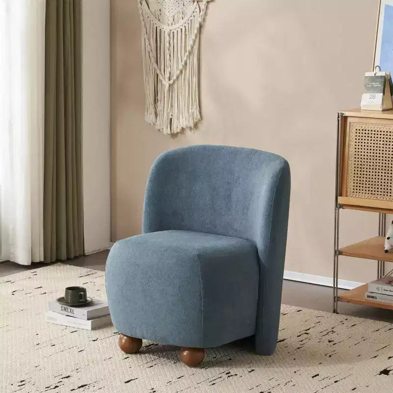 Ultra-Soft Modern Low-Back Armless Accent Chair with Skin-Friendly Upholstery and Exquisite Round Pine Wood Feet -ModernLuxe