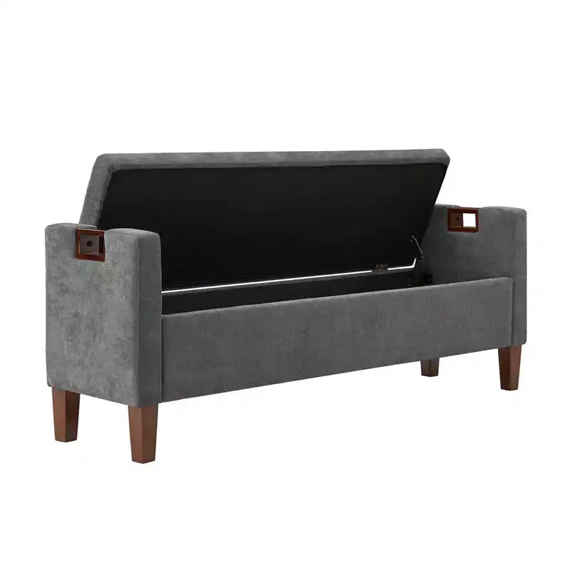 Daniel Storage Bench with Solid Wood Legs and Hollow Handles|ART OF LIVING DESIGNS