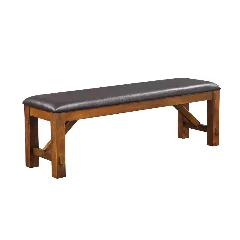 Simple Relax PU Upholstered Dining Bench in Walnut and Espresso