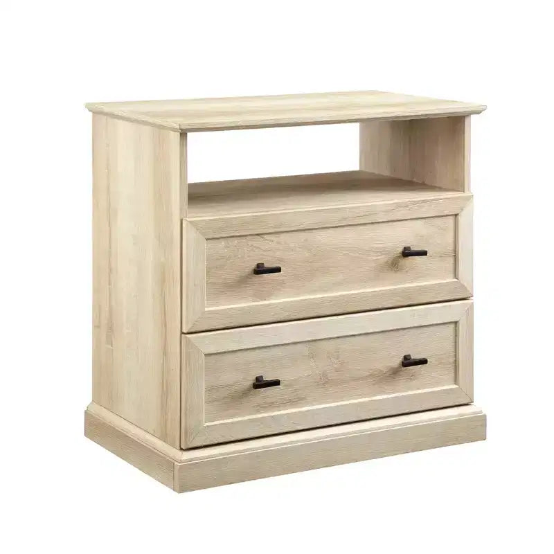 Transitional 2 Drawer Nightstand White Oak - Walker Edison