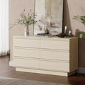 Qwatto 6 Drawer Double Dresser Modern Chest of Drawers Wide Bedroom Storage Organizer Cabinet with Deep Drawers for Living Room Closet Natural Beech