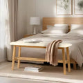 39.4in Solid Wood Upholstered Bench with Seat Tufted Design
