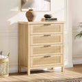 Living Room Fluted 4 Drawers Dresser for Bedroom, 35.4 in Tall Chest of Dressers for Closet, 4 Fluted Drawers w/ Metal Handle, Clothes Storage Cabinet