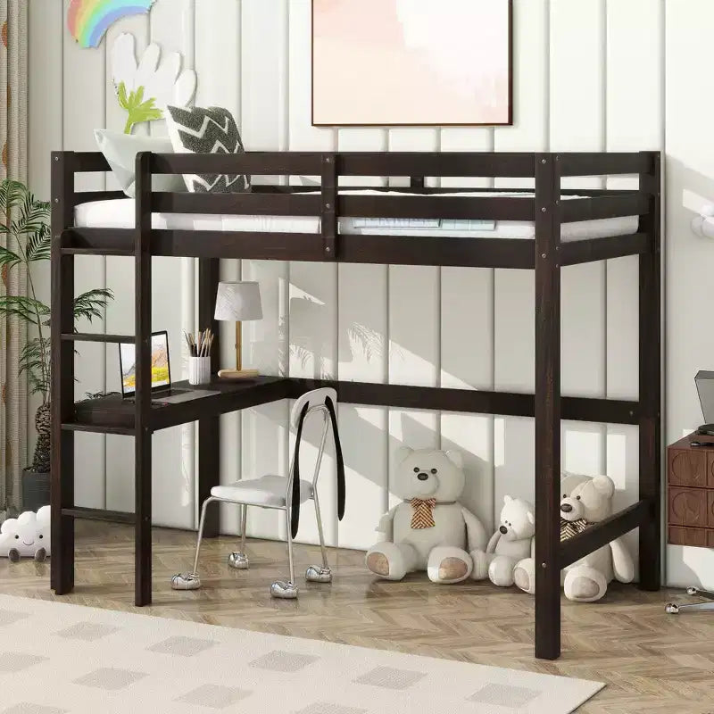 MAYEERTY King Loft Bed Under-Bed Storage Space-Saving Heavy-Duty Metal