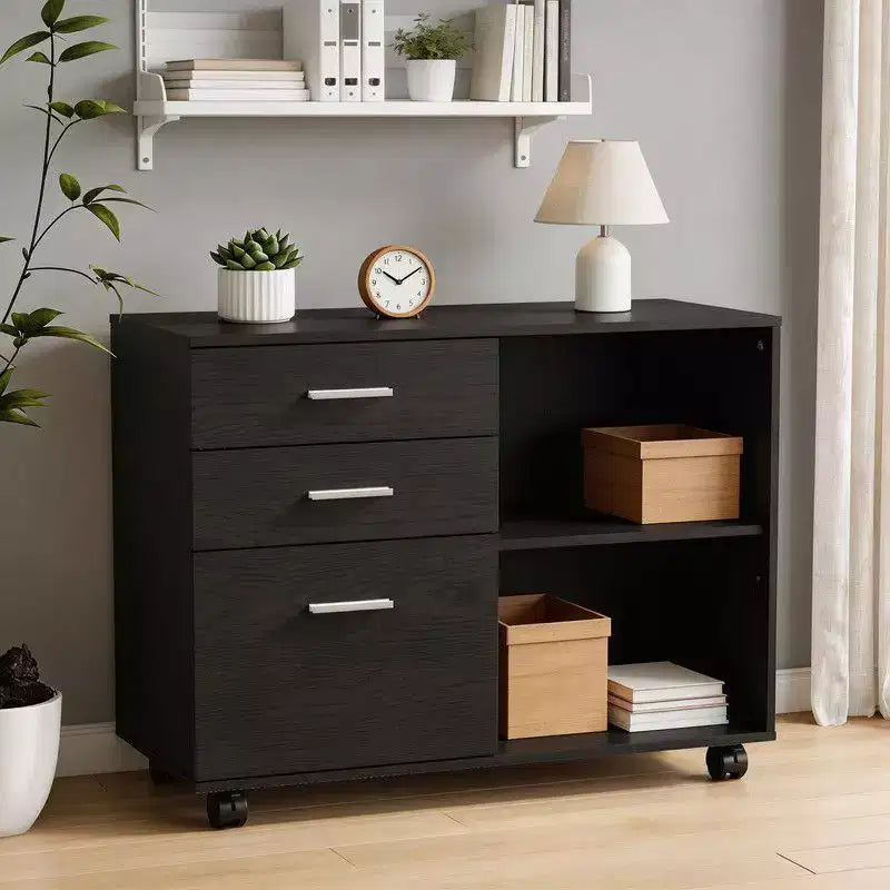 Karl Home31.5In. W 3-Drawer Wooden File Cabinet with Flat Side Table