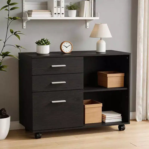 Karl Home31.5In. W 3-Drawer Wooden File Cabinet with Flat Side Table