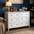 Karl Home 47 Inch Six Drawer Cabinet with Double Row Dual Handles Frame Design Melamine Finish