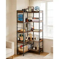 5-Tier Corner Shelf, Industrial L-Shaped Bookshelf with Shelves, Freestanding Corner Storage Rack for Living Room, Bedroom, Home Office