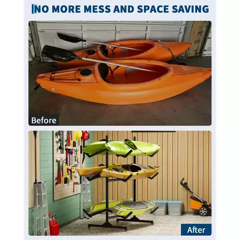 Heavy-Duty Freestanding Kayak Storage Rack Adjustable Steel