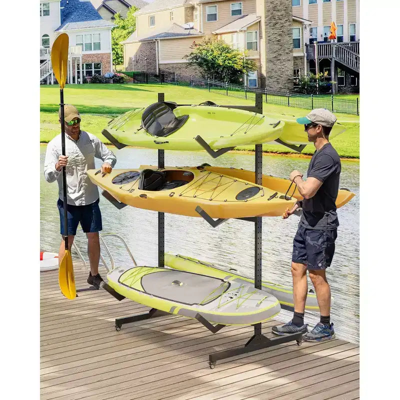 Heavy-Duty Freestanding Kayak Storage Rack Adjustable Steel