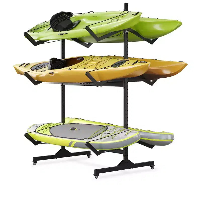 Heavy-Duty Freestanding Kayak Storage Rack Adjustable Steel