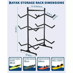 Heavy-Duty Freestanding Kayak Storage Rack Adjustable Steel