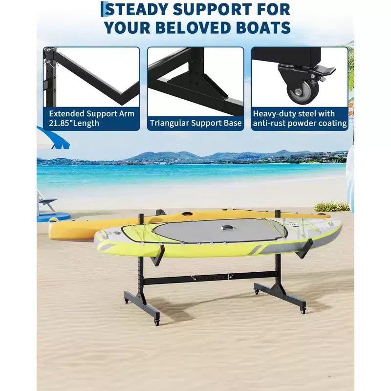 Heavy-Duty Freestanding Kayak Storage Rack Adjustable Steel