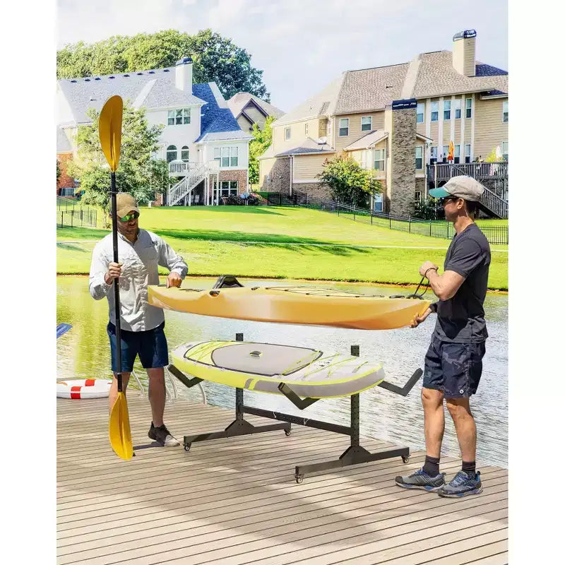 Heavy-Duty Freestanding Kayak Storage Rack Adjustable Steel