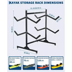 Heavy-Duty Freestanding Kayak Storage Rack Adjustable Steel