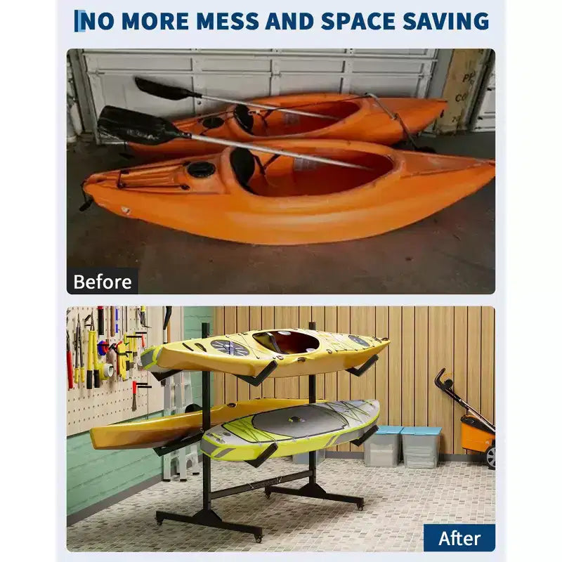 Heavy-Duty Freestanding Kayak Storage Rack Adjustable Steel