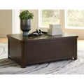 Signature Design by Ashley Breckington Lift Top Coffee Table, Dark Brown with Storage Trunk