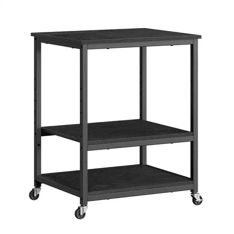 VASAGLE Printer Stand, Rolling Printer Cart, Under Desk Table, Mobile with Lockable Wheels, Steel Frame, for Home Office, Storage Shelf, 3-Tier