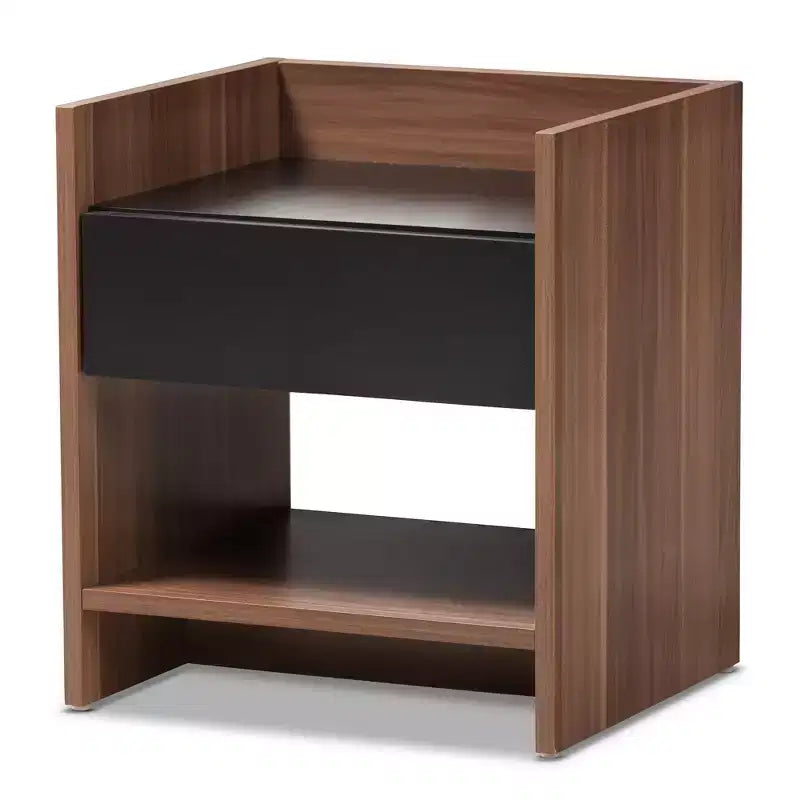 Vanda Modern and Contemporary Two-Tone 1-Drawer Nightstand: Bedside Table, Open Shelf - Baxton Studio