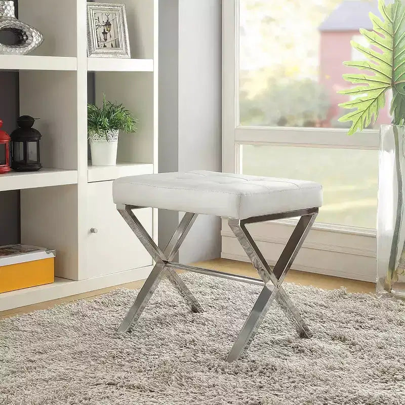 Carolina Living Evon Vanity Bench White/Chrome