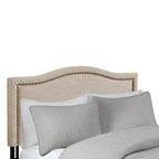 Queen Upholstered Headboard Copper Nailheads Black Metal Legs Plywood