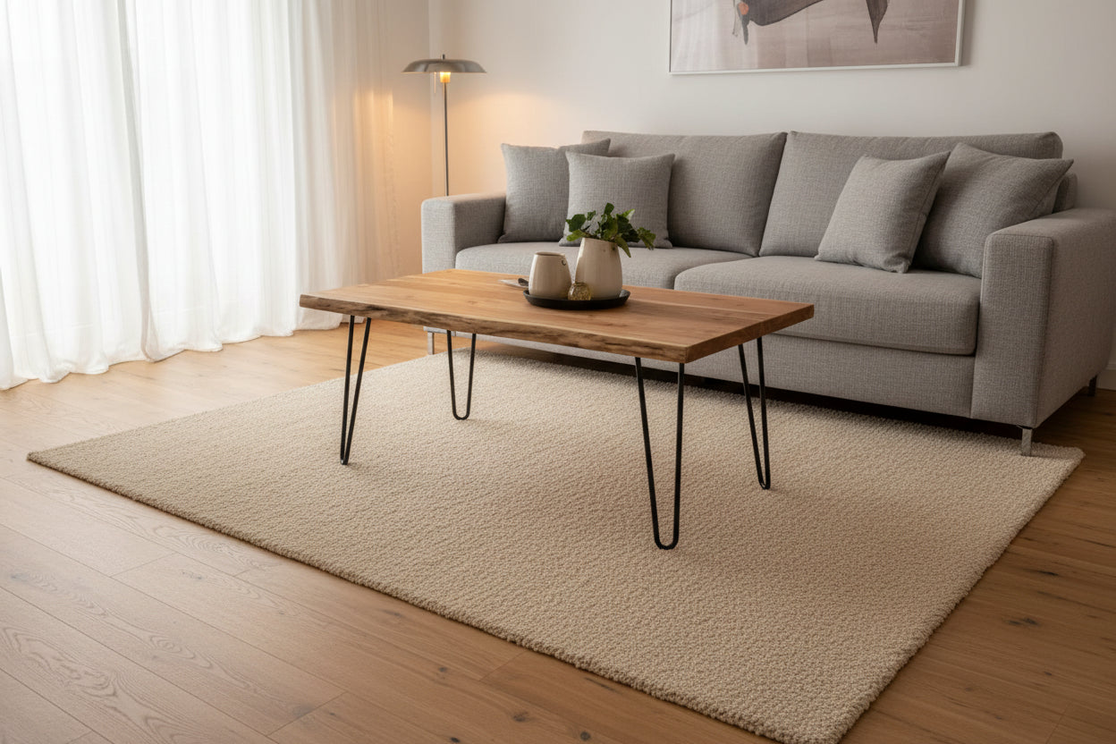 Alaterre Furniture Hairpin Natural Brown Live Edge Wood with Metal Coffee Table